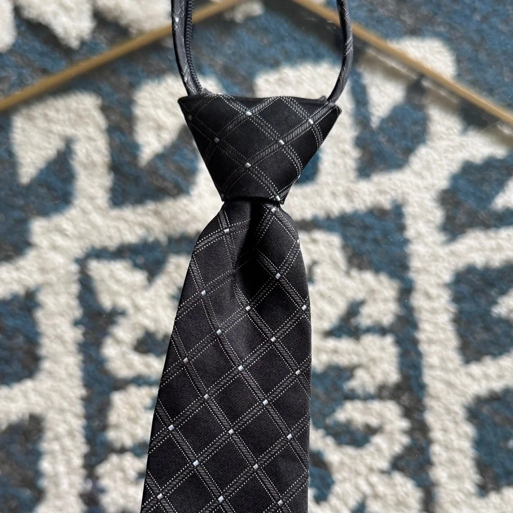 Nautica Kids Black and Gray Checkered Tie